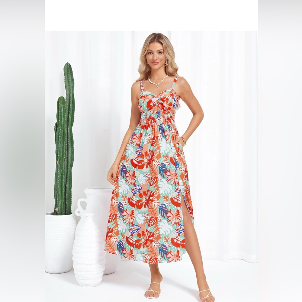 Floral Maxi Dress with Straps luau